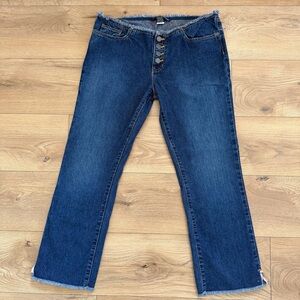 Abercrombie & Fitch Y2K Low Rise Button Fly Jeans Women’s Sz 8 Raw Hem Straight